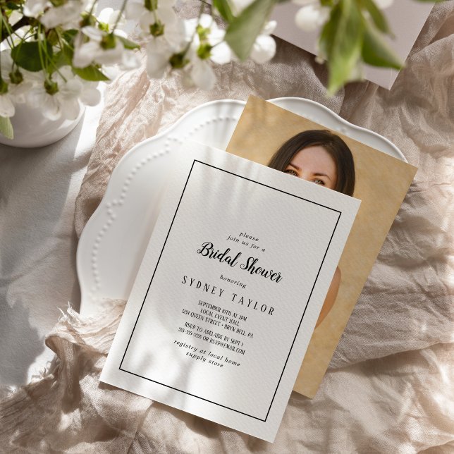 Simple Minimalist Photo Frame Bridal Shower Invitation (Creator Uploaded)