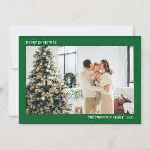 Simple Minimalist Photo Green Christmas Holiday Card