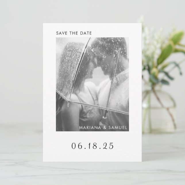 Simple Minimalist Photo Modern Wedding Save The Date (Standing Front)