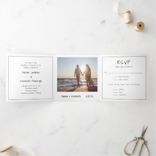 Simple Minimalist Photo Modern Wedding Tri-Fold Invitation