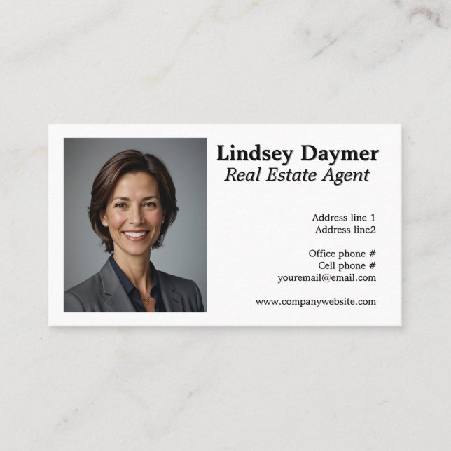 Simple Minimalist Photo Real Estate Business Card (Front)