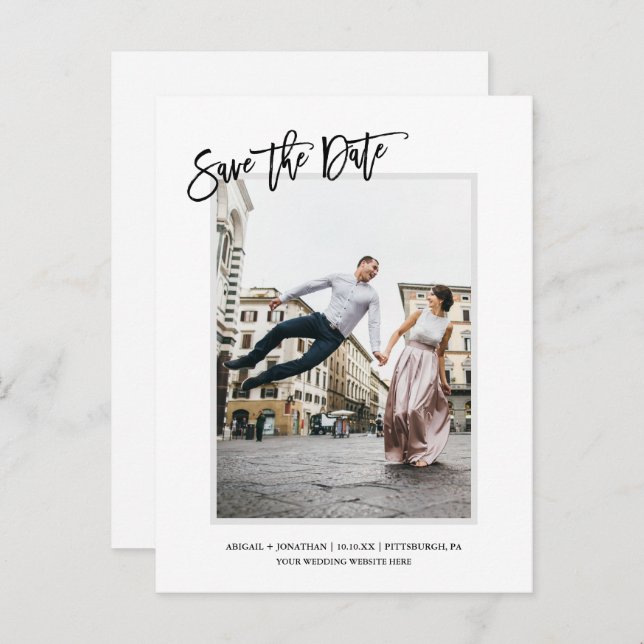 Simple Minimalist Photo Save the Date Invitation Postcard (Front/Back)