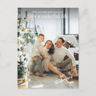 Simple Minimalist Photo Script Christmas Holiday Postcard