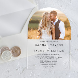 Simple Minimalist Photo Wedding Acrylic Invitations