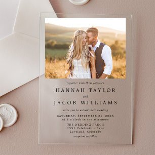Simple Minimalist Photo Wedding Acrylic Invitations
