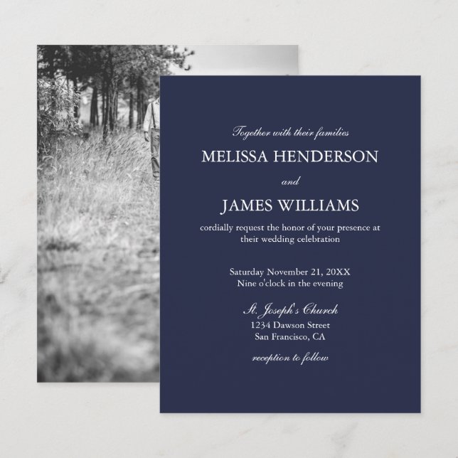 Simple Minimalist Photo Wedding Invitation (Front/Back)