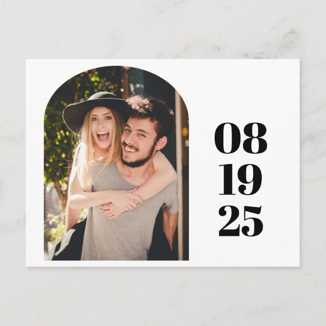 Simple Minimalist Photo Wedding Postcard (Front)