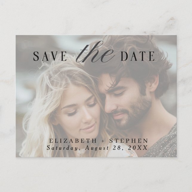 Simple Minimalist Photo Wedding Save The Date Announcement Postcard (Front)
