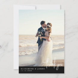 Simple Minimalist Photo Wedding Thank You Card