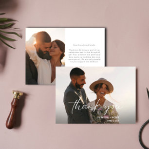 Simple Minimalist Photo Wedding Thank You Card