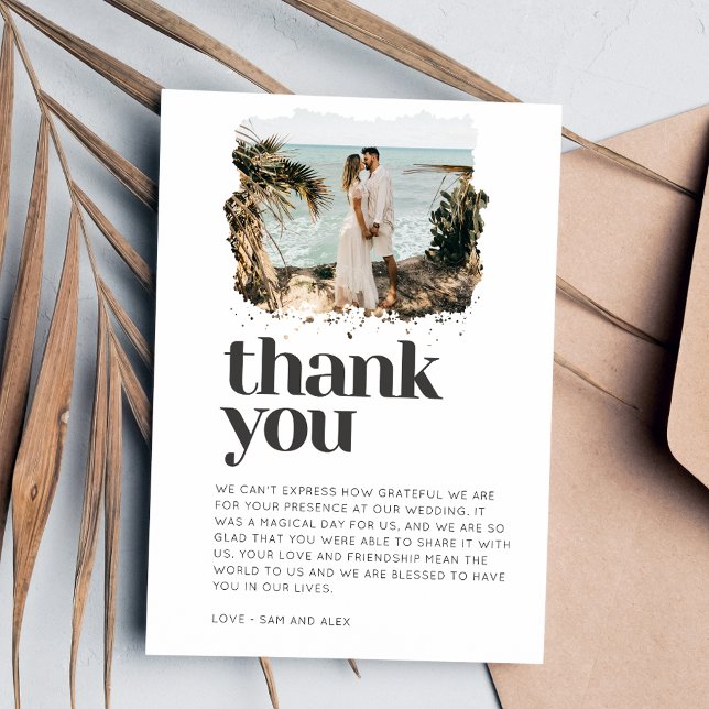 Simple Minimalist Photo Wedding Thank You Card (Simple Minimalist Photo Wedding Thank You)