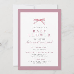 Simple Minimalist Pink Baby Girl Shower Invite 