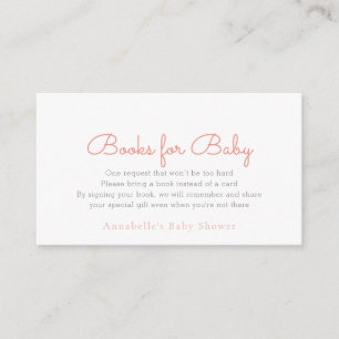 Simple Minimalist Pink Baby Shower Book Request Enclosure Card