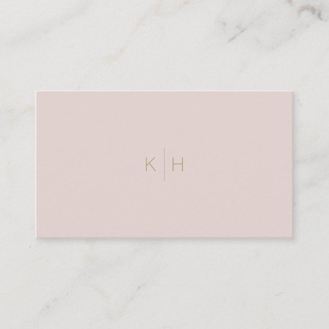 Simple Minimalist Pink Beige Gold Business Card (Front)