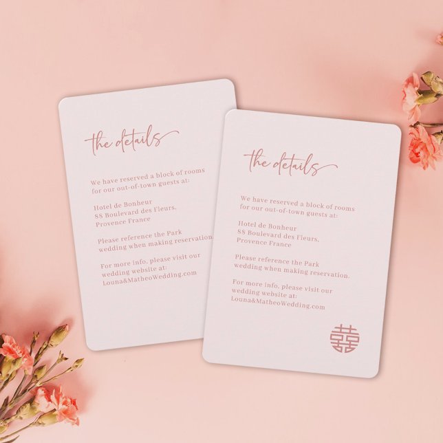 Simple Minimalist Pink Chinese Wedding Detail   Invitation (Creator Uploaded)