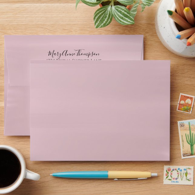 Simple Minimalist Pink Soft Pastel Calligraphy Envelope (Desk)
