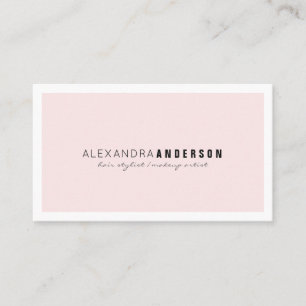 Simple Minimalist Pink White Border Business Card