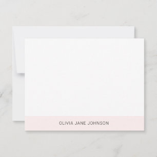 Simple Minimalist Pink White Flat Note Card
