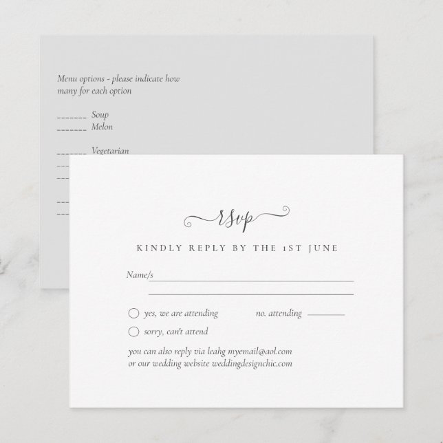 Simple Minimalist Plain White RSVP Wedding  Postcard (Front/Back)