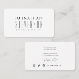 Simple Minimalist Professional Black and White Business Card