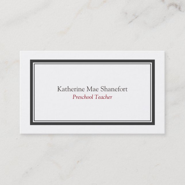 Simple Minimalist Professional Black White Border Business Card (Front)
