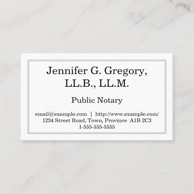 Simple & Minimalist Public Notary Business Card (Front)