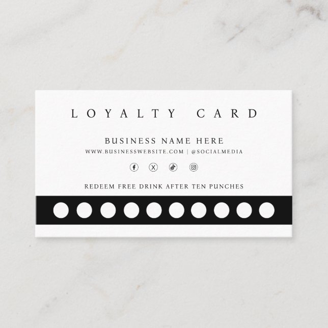 Simple Minimalist Punch Style Reward Program Loyal Loyalty Card (Front)