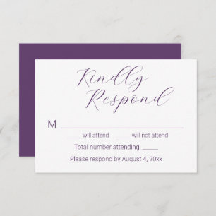 Simple Minimalist Purple Wedding RSVP Cards