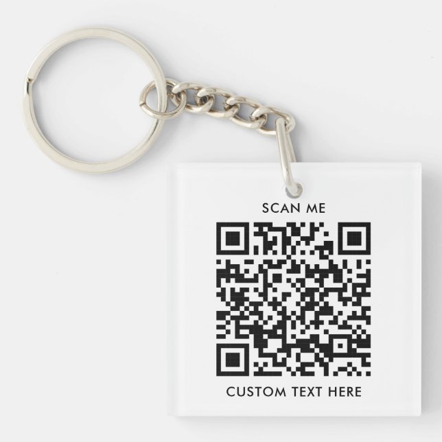 Simple Minimalist QR Code Business Logo Key Ring (Front)