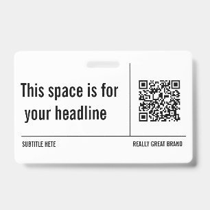 Simple Minimalist QR Code Custom Professional ID Badge