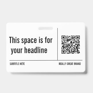  Simple Minimalist QR Code Custom Professional  ID Badge