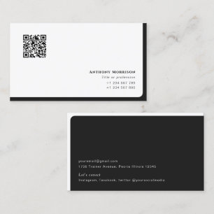 Simple minimalist QR code professional personal  Business Card