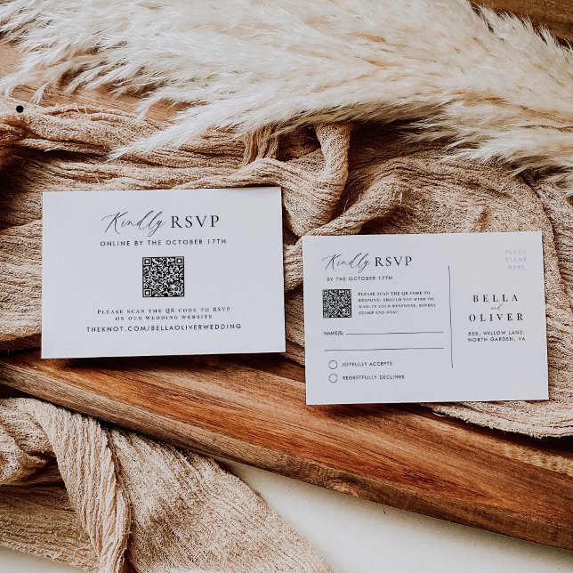 Simple Minimalist QR Code RSVP Postcard (Creator Uploaded)