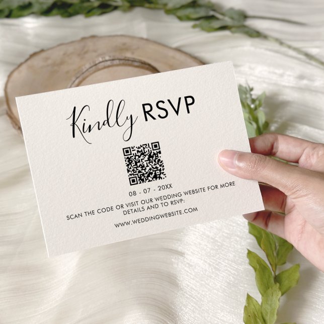 Simple Minimalist QR Code Wedding RSVP Card (Simple Minimalist QR Code Wedding RSVP Card)