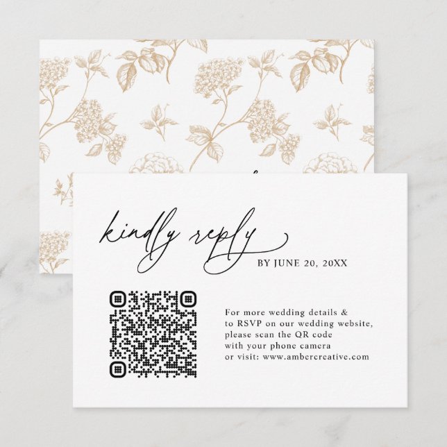 Simple Minimalist QR code Wedding RSVP Cards (Front/Back)