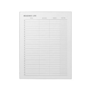 Simple Minimalist Reading Log Notepad