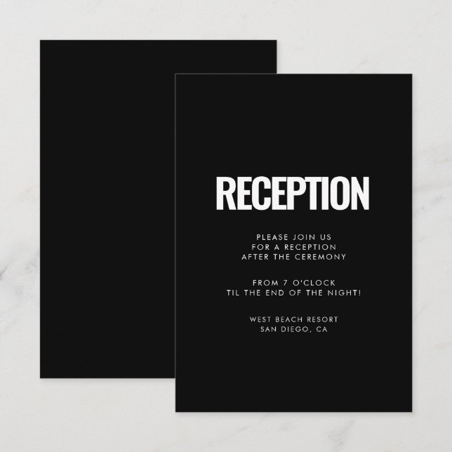 Simple minimalist reception card (Front/Back)