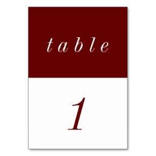 Simple Minimalist Red and White Table Number