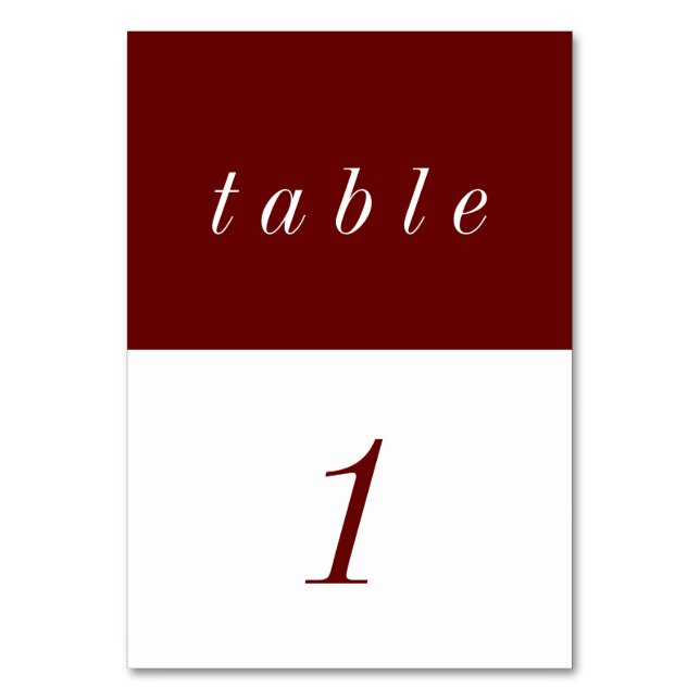 Simple Minimalist Red and White Table Number (Front)