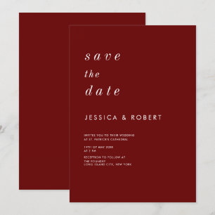 Simple Minimalist Red and White Wedding Invitation