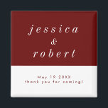 Simple Minimalist Red and White Wedding Magnet<br><div class="desc">A simple and minimalist wedding ref magnet with deep red and white theme. Perfect give aways for your wedding.</div>