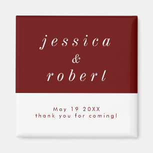 Simple Minimalist Red and White Wedding Magnet