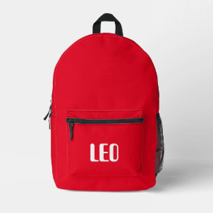 Simple Minimalist red Custom Personalised Printed Backpack