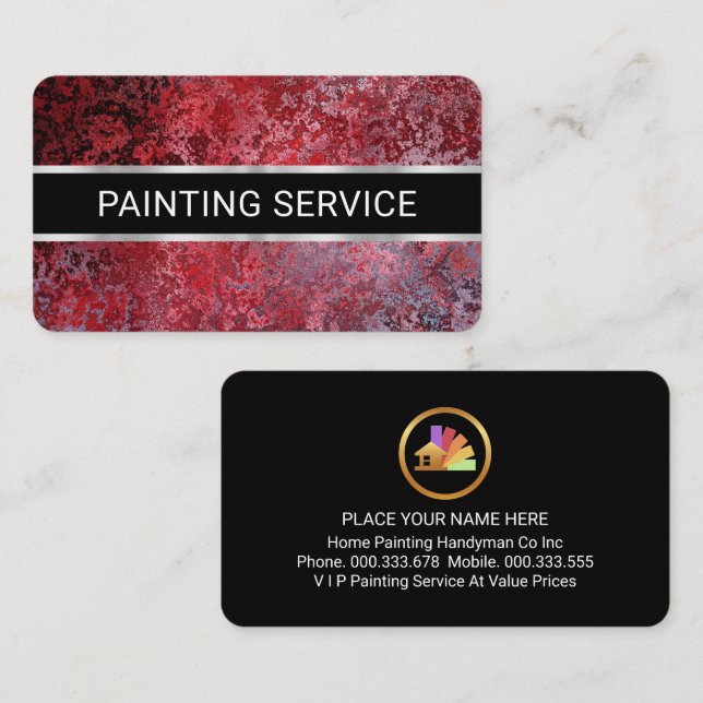 Simple Minimalist Red Grunge Painter Business Card (Front/Back)