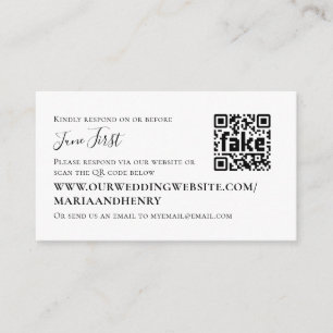 Simple Minimalist Response Via QR Code RSVP Enclosure Card