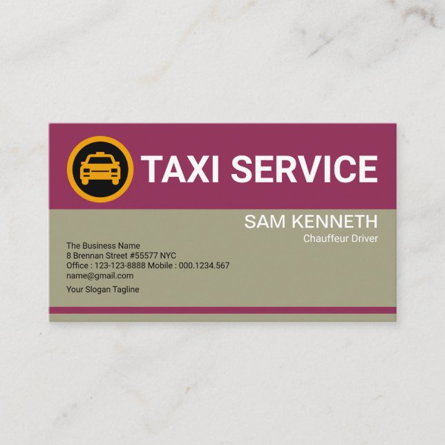 Simple Minimalist Retro Red Columns Taxi Driver Business Card (Front)