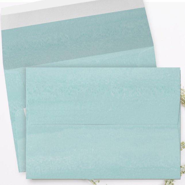 Simple Minimalist Return Address Basic Turquoise Envelope (Simple Minimalist turquoise blue watercolor envelope )