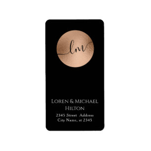 Simple minimalist rose gold circle monogram label