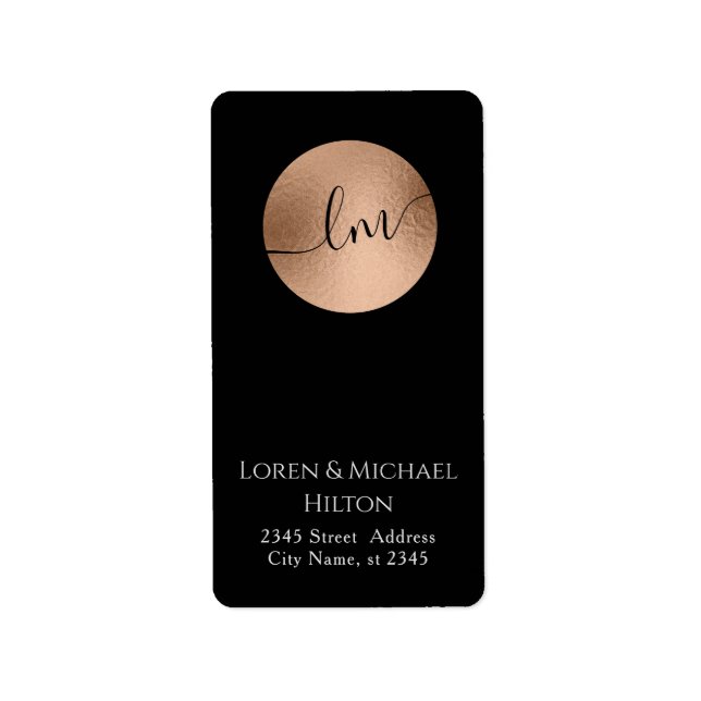 Simple minimalist rose gold circle monogram label (Front)