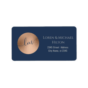 Simple minimalist rose gold circle monogram label